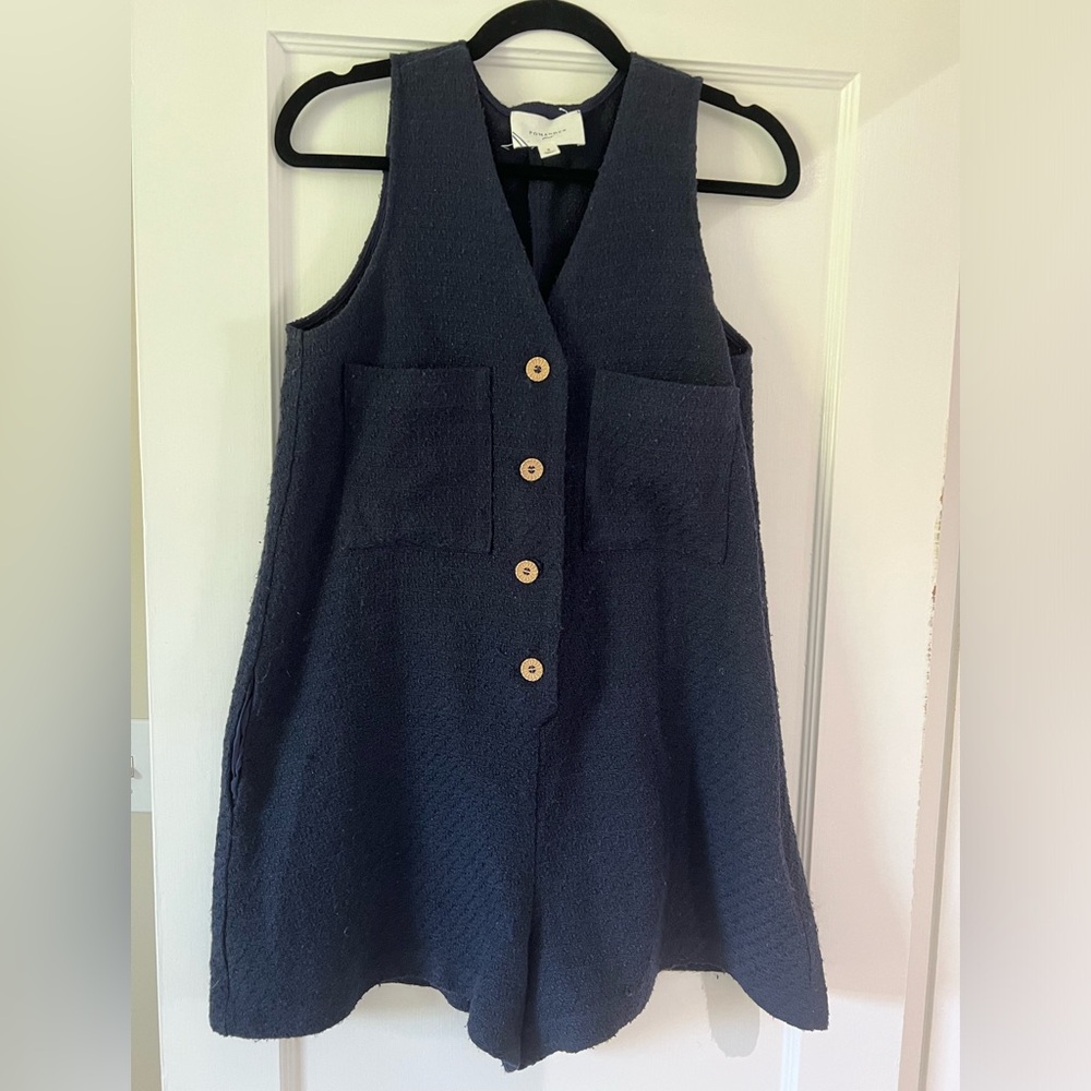 Tuckernuck Pomander Place navy blue romper jumpsuit